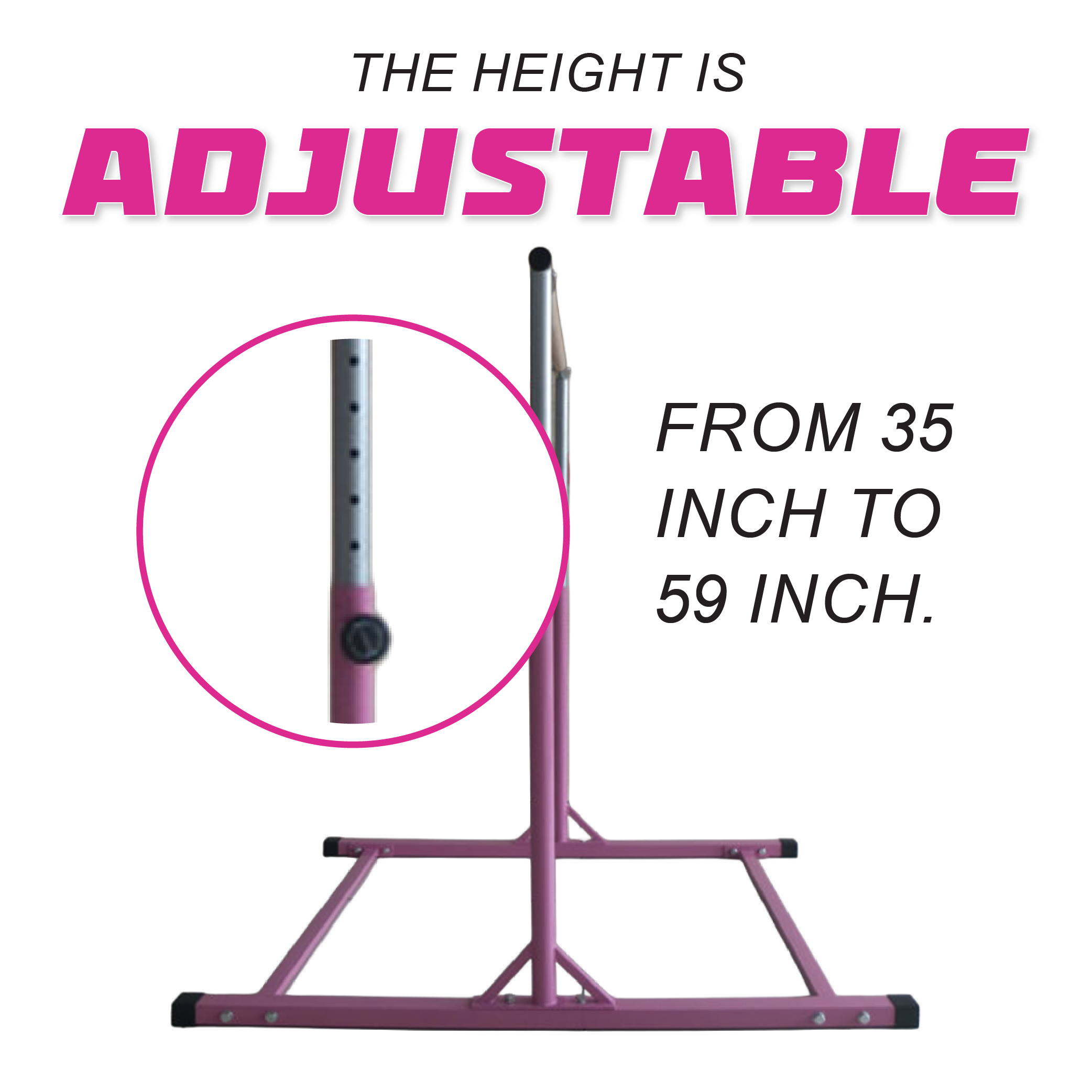 Funphix Premium Gymnastics Bar for Kid: Steel Construction with Beech Wood Horizontal Bar, view 4