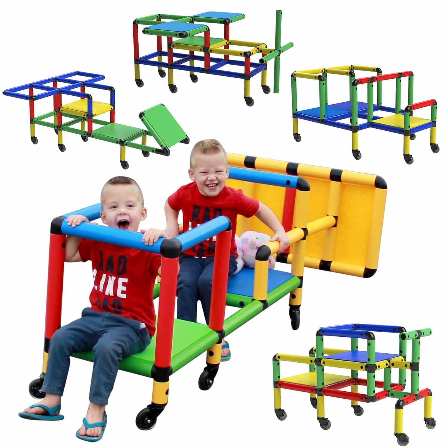 Funphix “Wheelies” – Buildable Play Structure Set with Wheels, Indoor and Outdoor STEM Learning Construction Toy for Ages 2-12 Years