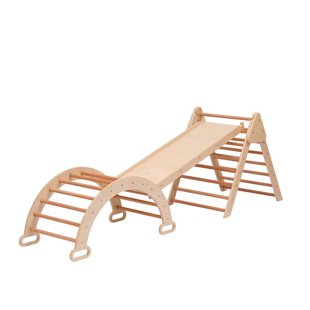 Funphix Indoor Triangle Climbing Toy Playground Playset with Triangular Ladder, Climber Bridge, and Half-Circle Ladder / Rocker, view 5