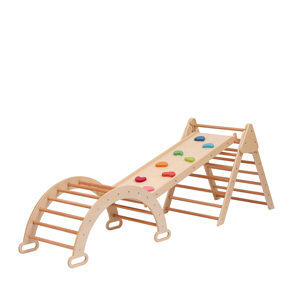 Funphix Indoor Triangle Climbing Toy Playground Playset with Triangular Ladder, Climber Bridge, and Half-Circle Ladder / Rocker, view 6