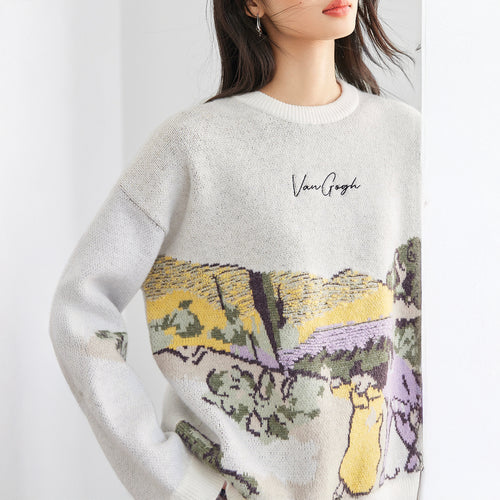Galartsy A Walk at Twilight, Van Gogh Knit Sweater