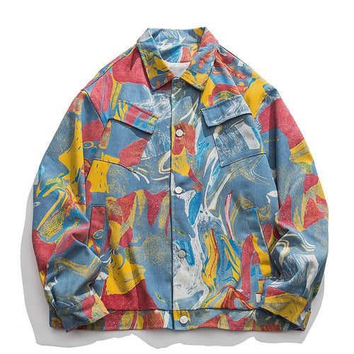 Galartsy Abstract Painting Oversized denim Jacket