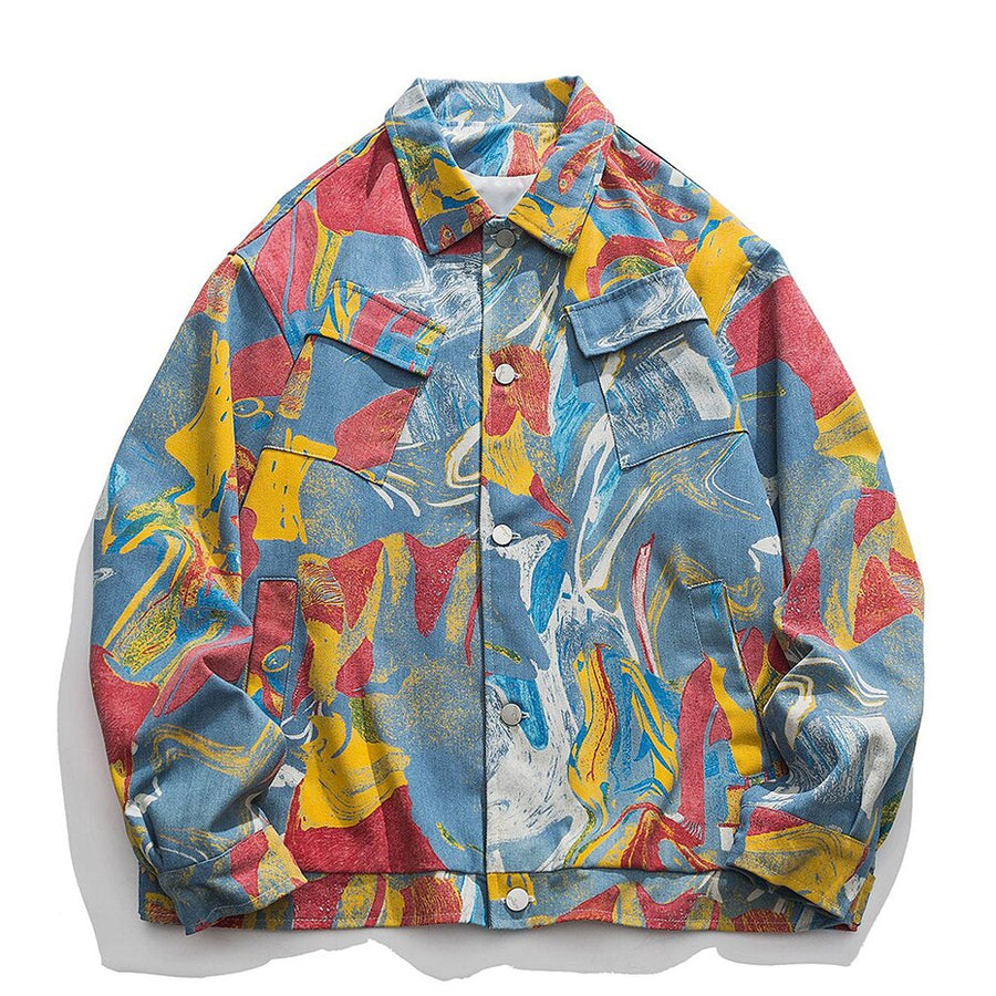 Galartsy Abstract Painting Oversized denim Jacket