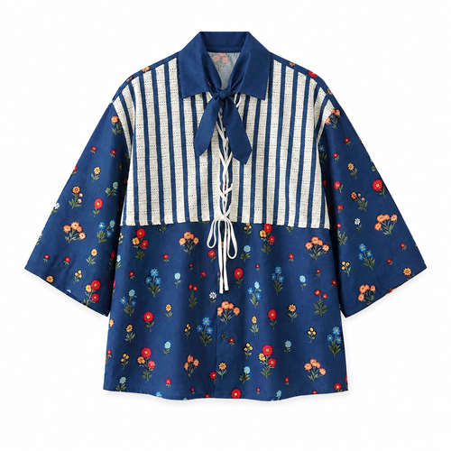 Galartsy Botanical Patchwork Short Sleeve Shirt