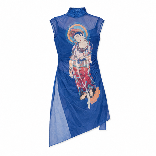 Galartsy Buddhist Art Inspired Mesh Turtleneck Top
