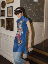 Galartsy Buddhist Art Inspired Mesh Turtleneck Top, view 4