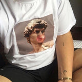 Galartsy David Michelangelo statue Bubble gum T-shirt, view 3