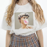 Galartsy David Michelangelo statue Bubble gum T-shirt, view 4