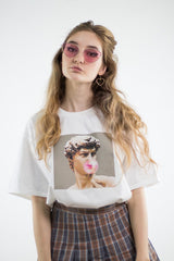 Galartsy David Michelangelo statue Bubble gum T-shirt, view 5