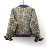 Galartsy Floral Embroidered Patchwork Denim Jacket, view 3