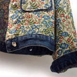 Galartsy Floral Embroidered Patchwork Denim Jacket, view 4