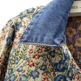 Galartsy Floral Embroidered Patchwork Denim Jacket, view 5