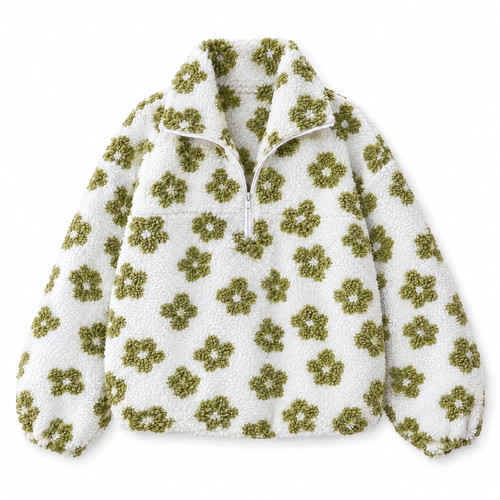 Galartsy Floral Sherpa Half-Zip Pullover
