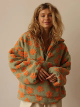 Galartsy Floral Sherpa Half-Zip Pullover, view 6