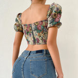 Galartsy Floral Tapestry Corset Top, view 2
