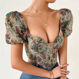 Galartsy Floral Tapestry Corset Top, view 3