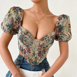 Galartsy Floral Tapestry Corset Top, view 4