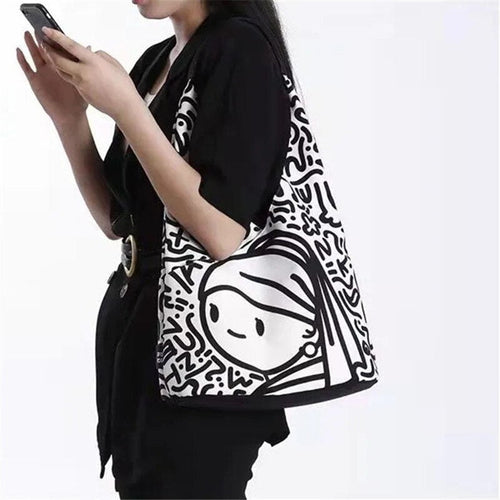 Galartsy Girl with a pearl earring doodles Shoulder bag