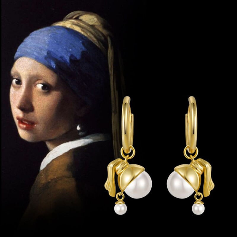 Galartsy Girl with a pearl vintage earrings