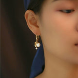 Galartsy Girl with a pearl vintage earrings, view 2