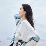 Galartsy Green Wheat Field with Cypress Abstract Cardigan, view 5