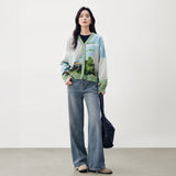 Galartsy Green Wheat Field with Cypress Cardigan, view 2