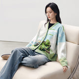 Galartsy Green Wheat Field with Cypress Cardigan, view 5