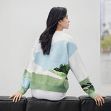 Galartsy Green Wheat Field with Cypress Sweater, view 3