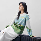 Galartsy Green Wheat Field with Cypress Sweater, view 4