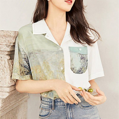 Galartsy Impressionist landscape Button Shirt