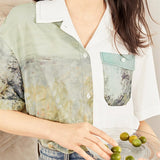 Galartsy Impressionist landscape Button Shirt, view 3