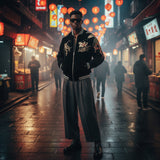 Galartsy Kitsune Spirit Sukajan Bomber Jacket (Black & Red), view 6