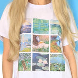 Galartsy Monet Paintings grid T-Shirt, view 2