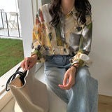Galartsy Oil Painting Inspired Button-Up Blouse, view 6