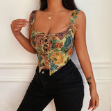 Galartsy Rococo Floral Lace Up Corset Top, view 3