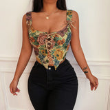 Galartsy Rococo Floral Lace Up Corset Top, view 4
