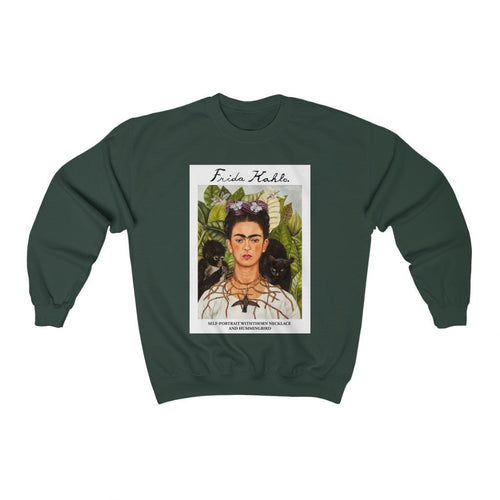 Galartsy Self-Portrait with Thorn Necklace and Hummingbird Sweatshirt