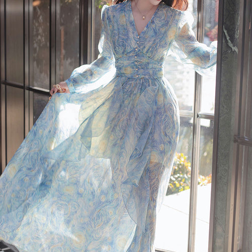 Galartsy Van Gogh Starry Night dreamy long dress