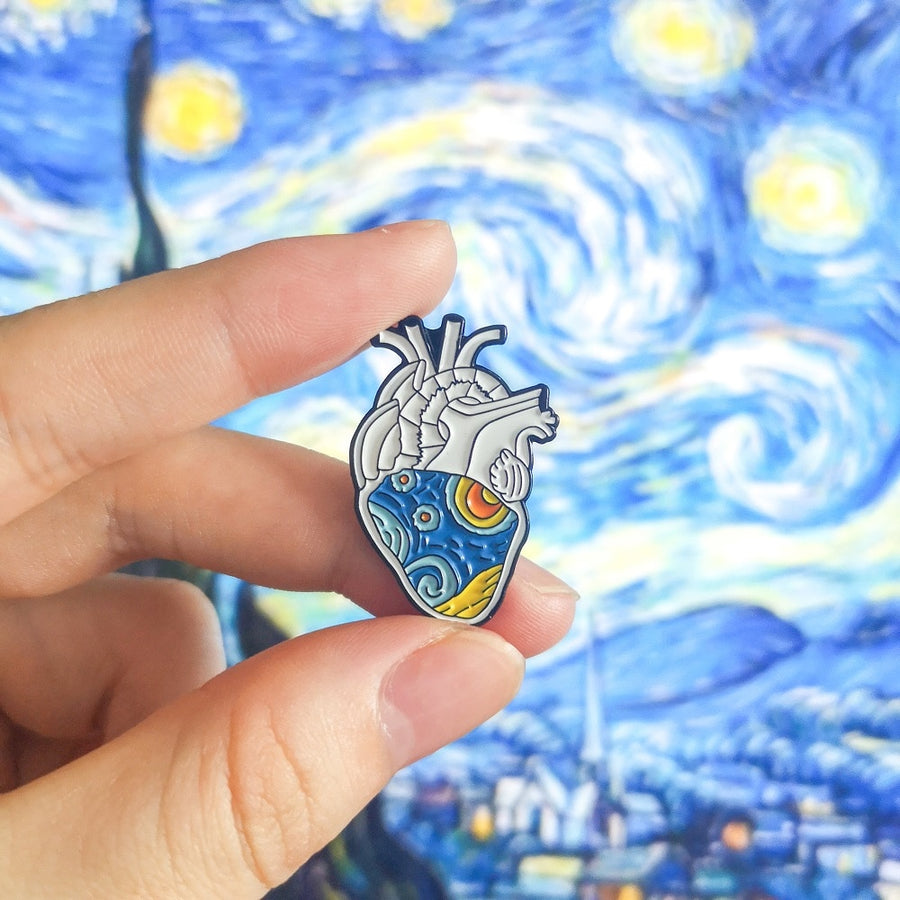 Galartsy Starry Night Heart Enamel pin