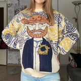 Galartsy Van gogh Cartoon Sweater, view 2