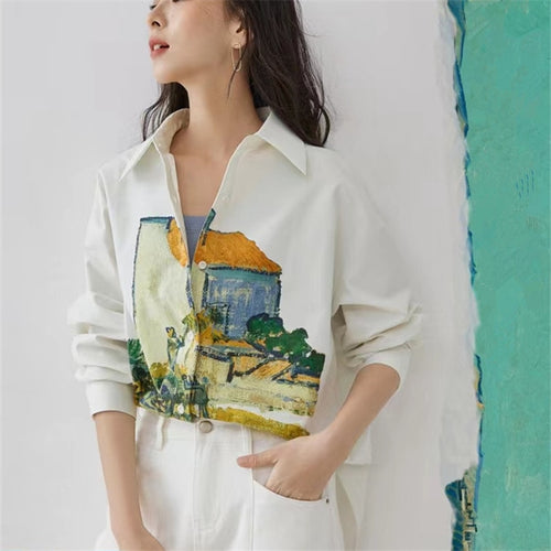 Galartsy Van Gogh Cottage Loose shirt
