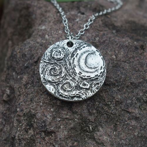Galartsy Van Gogh Crescent Moon  Starry Night necklace