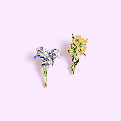 Galartsy Van gogh flowers enamel pins