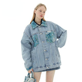 Galartsy Van Gogh inspired Pocket Denim Jacket, view 4