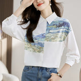 Galartsy Van Gogh Painting Button Up Blouse, view 2