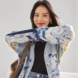 Galartsy Van Gogh Starry Night Knitted Cardigan sweater, view 2