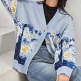 Galartsy Van Gogh Starry Night Knitted Cardigan sweater, view 3
