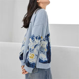Galartsy Van Gogh Starry Night Knitted Cardigan sweater, view 5