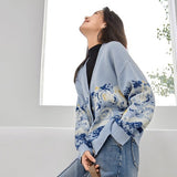 Galartsy Van Gogh Starry Night Knitted Cardigan sweater, view 6