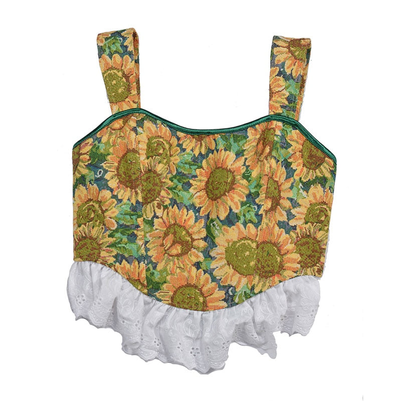 Galartsy Van Gogh Sunflower Tapestry Corset top